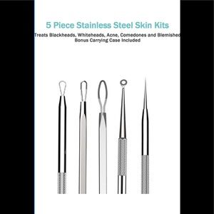 5 piece stainless steel blackhead, acne remover.